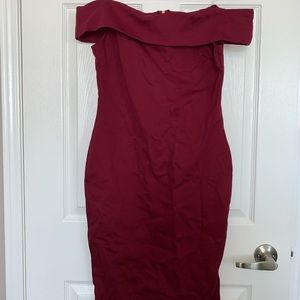 Burgundy Off the Shoulder Dress